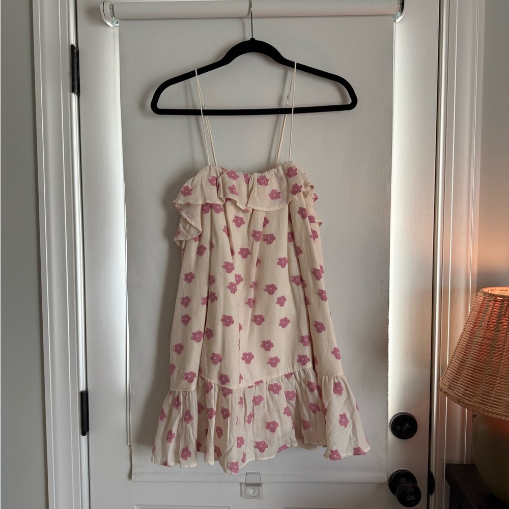 For Love And Lemons Pink Floral Ruffle Dress
